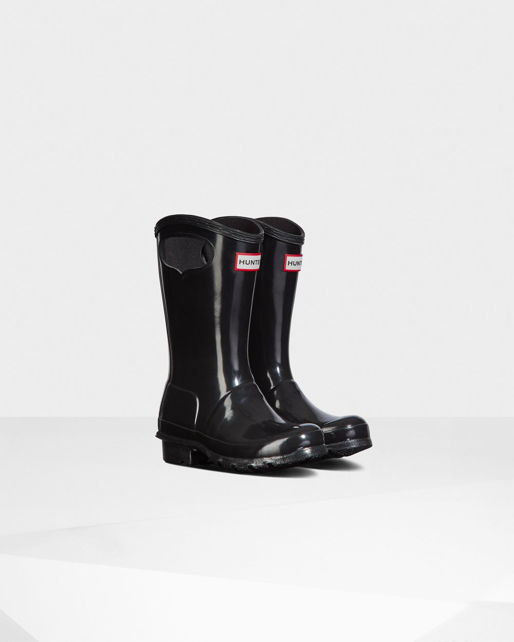 Kids Hunter Rain Boots Black - Original Big Grab Handle Gloss - 5930471-KU